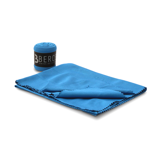 Berce Glastuch Filigran Blau – Ultrafeines Mikrofaser-Tuch für streifenfreie Glasreinigung 40x40cm