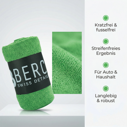 Berce Mikrofaser Grün – Streifenfreie Reinigung für Glas, Displays & Fahrzeugoberflächen 40x40cm, Berce