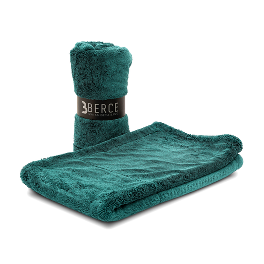BERCE Dry3  XL – Kompaktes Premium-Trockentuch Grün für streifenfreie Fahrzeugpflege, 1400gsm